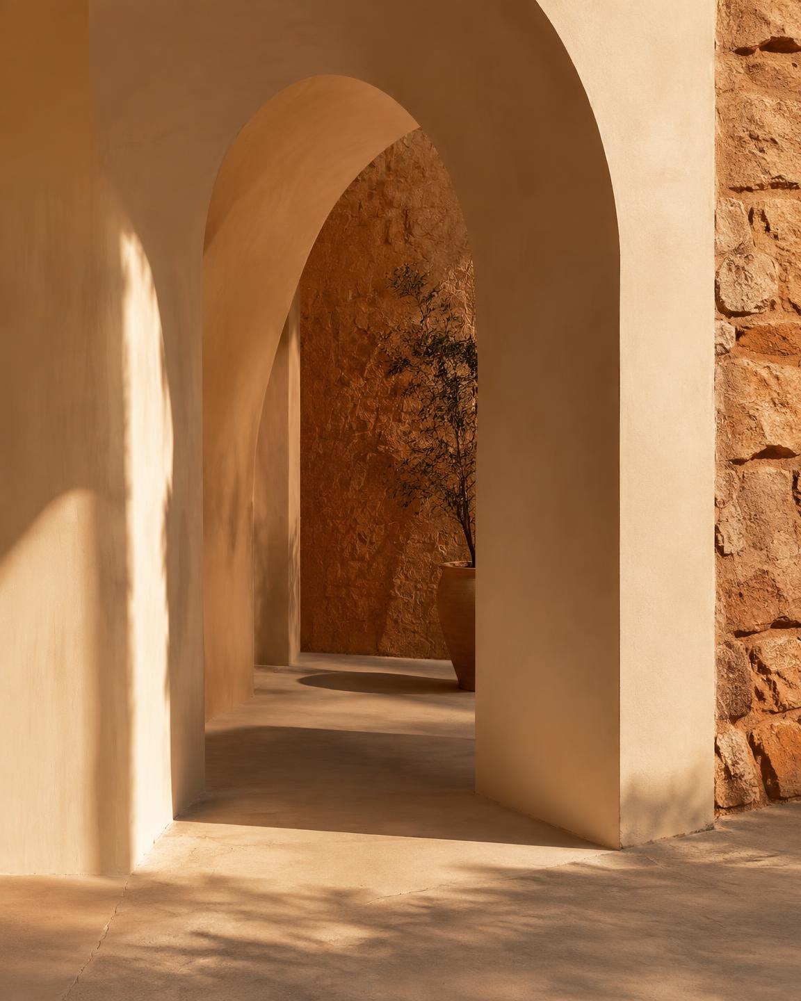 Sunlit sculptural arches